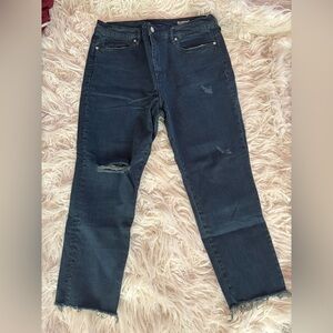 BLANKNYC The Madison Crop Jeans Size 32 Distressed Raw Hem